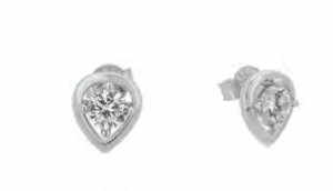 Сребърни обеци с винт „Капка“ с цирконий  |  Бижута