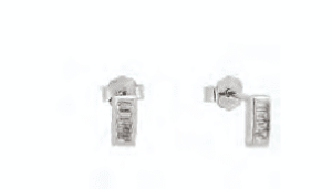 Сребърни обеци с винт „Правоъгълник“ с цирконий  |  Бижута