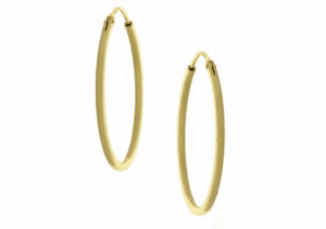 Сребърни позлатени обеци халки гладки с голям диаметър  |  Бижута