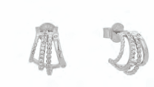 Сребърни висящи обеци с цирконии на винт „Полукръгове“  |  Бижута