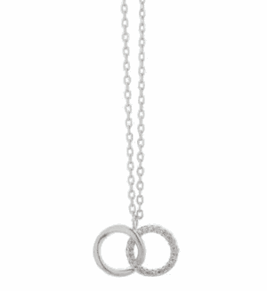 Сребърно колие "Две халки" с цирконий - Image 1