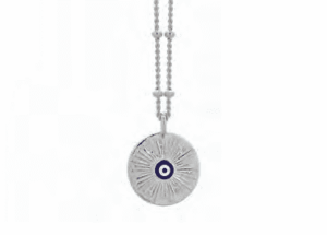 Сребърно колие с кръгла висулка „Окото на Назар“,тъмносиньо  |  Бижута