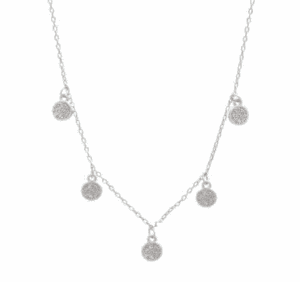 Сребърно колие с топчета от цирконий - Image 1