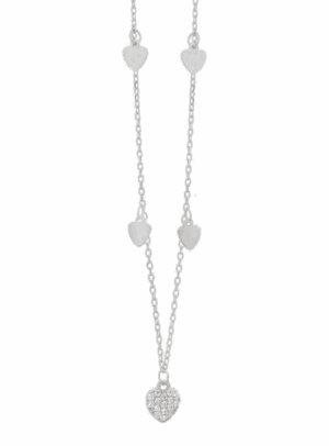 Сребърно колие "Сърца" с цирконий - Image 1