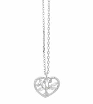 Сребърно колие сърце с дървото на живота и цирконий - Image 1