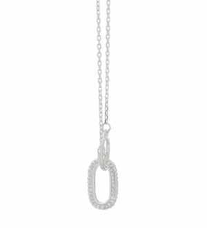 Сребърно колие с цирконий и елепсовидна висулка  |  Бижута