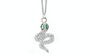 Сребърно колие „Змия“ със зелени цирконии | HappyMarket.bg Сребърно колие „Змия“ със зелени цирконии | Бижута
