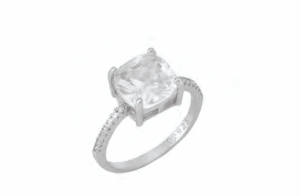 Сребърен пръстен с голям циркон "Квадрат" - Image 1
