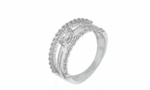 Сребърен пръстен – три халки сляти в едно с циркони  |  Бижута