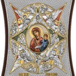 Сребърна цветна икона Богородица-Горящ Храст, 8.5х10см  |  Икони