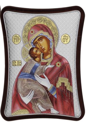 Сребърна цветна икона Дева Мария на Владимир, 8.5х10см | HappyMarket.bg Сребърна цветна икона Дева Мария на Владимир, 8.5х10см | Икони