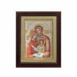 Сребърна  икона на Светото Семейство с дървена рамка и стъкло, 30×37см  |  Икони