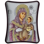 Сребърна цветна икона Витлеемска Богородица, 8.5х10см  |  Икони