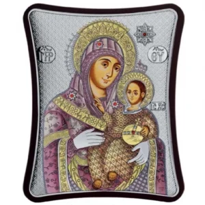 Сребърна цветна икона Витлеемска Богородица, 8.5х10см  |  Икони