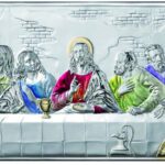Сребърна цветна икона Тайната Вечеря, 30×13см  |  Икони