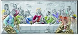 Сребърна цветна икона Тайната Вечеря, 17×7см  |  Икони