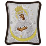 Сребърна цветна икона Богородица Остробрамска, 12х15см  |  Икони