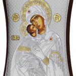 Сребърна цветна икона на Пресвета Богородица „Милостива (Кикска, Кикотиса)“, 15х20см  |  Икони