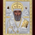 Сребърна икона на Дървото на живота с дървена рамка и стъкло, 43×53см  |  Икони