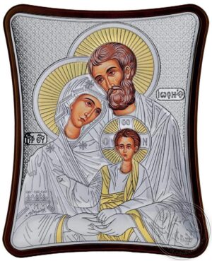 Сребърна икона на Светото Семейство, 8.5х10см - Image 1