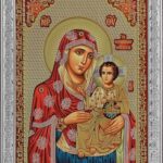 Сребърна икона с цял обков от сребро Св. Богородица Йерусалимска, 4.5×6см  |  Икони