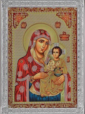 Сребърна икона с цял обков от сребро Св. Богородица Йерусалимска, 20х27см - Image 1