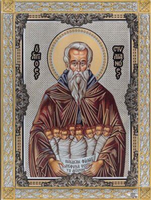 Сребърна икона с цял обков от сребро и позлата Св. Стилиян, 14×19см | HappyMarket.bg Сребърна икона с цял обков от сребро и позлата Св. Стилиян, 14×19см | Икони