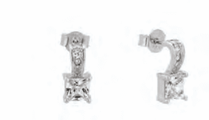 Сребърни висящи обеци с винт и голям квадратен цирконий | HappyMarket.bg Сребърни висящи обеци с винт и голям квадратен цирконий | Бижута