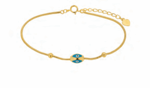 Позлатена сребърна гривна с 3д висулка "Синьо око" светлосиньо - Image 1