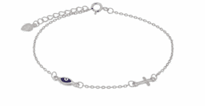 Сребърна гривна „Окото на Назар и Кръст“ | HappyMarket.bg Сребърна гривна „Окото на Назар и Кръст“ | Бижута