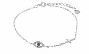 Сребърна гривна „Окото на Назар и Кръст“ с цирконии | HappyMarket.bg Сребърна гривна „Окото на Назар и Кръст“ с цирконии | Бижута