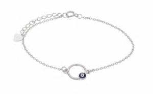 Сребърна гривна с кръг и синьо око | HappyMarket.bg Сребърна гривна с кръг и синьо око | Бижута