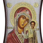 Сребърна цветна икона на Тайната Вечеря с дървена рамка и стъкло, 77.5×47см  |  Икони