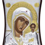 Сребърна цветна икона Богородица Казанска, 8.5х10см  |  Икони
