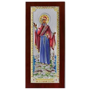 Сребърна цветна икона Богородица Атонската игуменка, MA/E1204BX-C, 11X23см  |  Икони