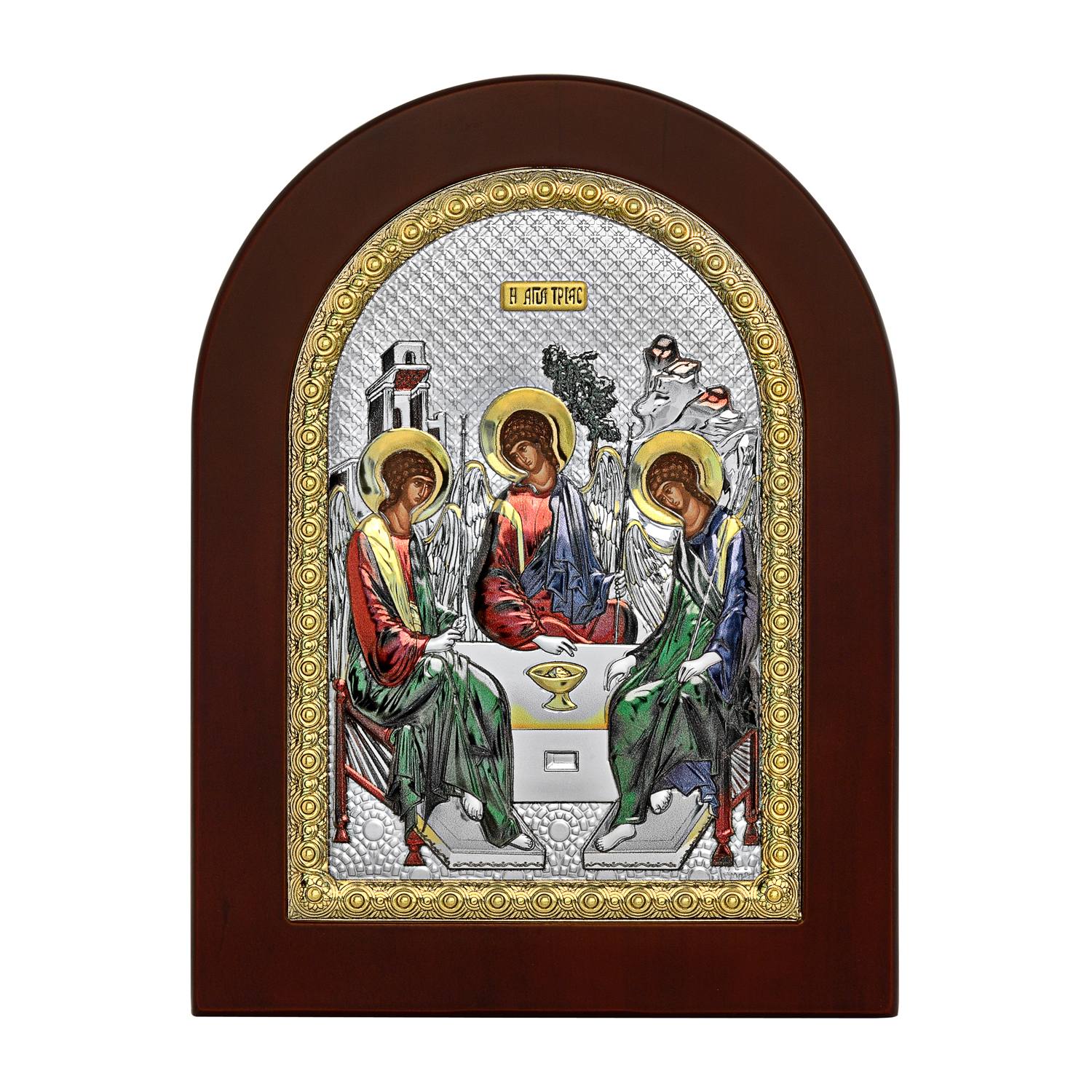 Сребърна икона(цветна) Света Троица, MA/E1136BX -C,  15×21см  |  Икони