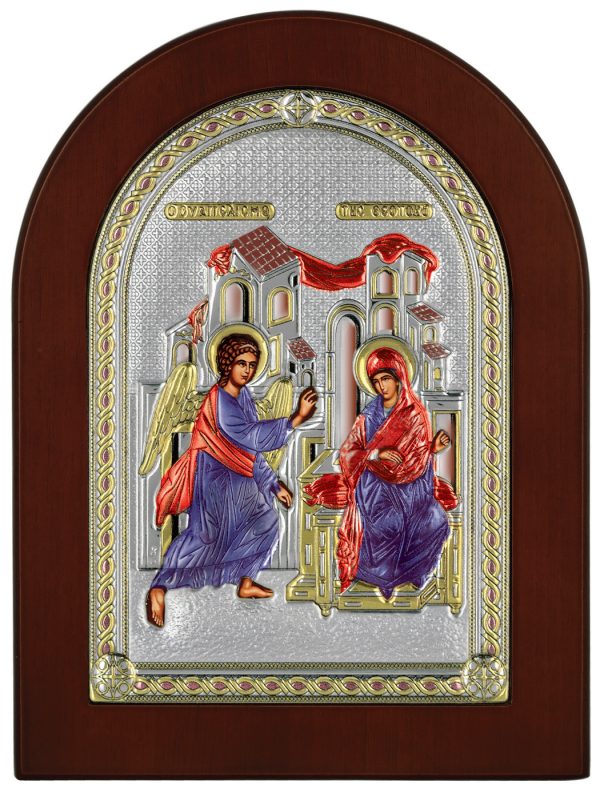 Сребърна цветна икона Благовещение,MA/E1117VX-C 25×33см | HappyMarket.bg Сребърна цветна икона Благовещение,MA/E1117VX-C 25×33см | Икони