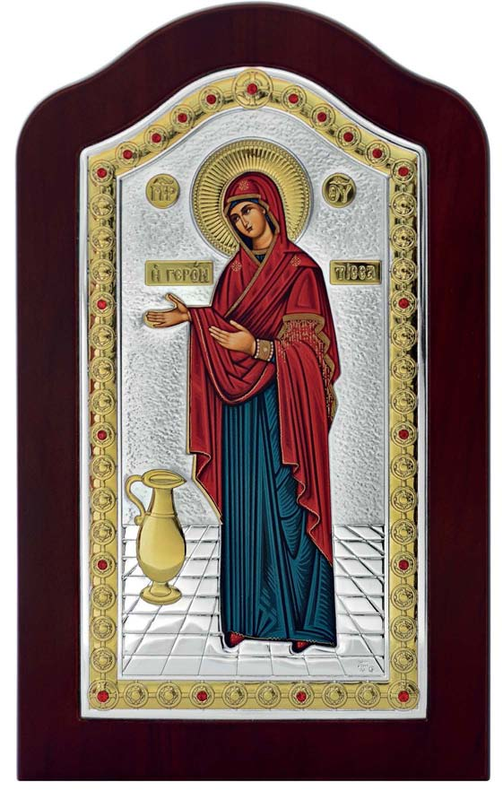Сребърна цветна икона Богородица „Геронтиса“, MA/E1207-1MX, 17×27,5см  |  Икони