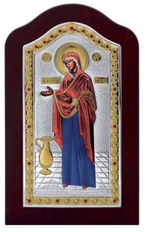 Сребърна цветна икона Богородица "Геронтиса", MA/E1207MX-C, 17x27,5см - Image 1