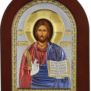 Сребърна цветна икона на Исус Христос, MA/E1107DX-C, 10×14см  |  Икони