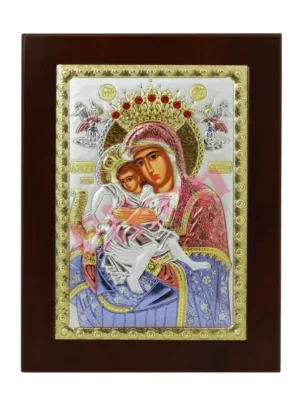 Сребърна  цветна икона Пресвета Богородица „Достойно Есть“, MA/E1101VX-C, 24X32см  |  Икони