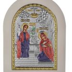 Сребърна цветна икона с бяла рамка Благовещение, MA/E1117/WH-AXC, 20×26см  |  Икони