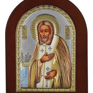 Сребърна цветна икона Св. Серафим Саровски, MA/E1124BX-C, 15×21см  |  Икони