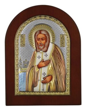 Сребърна цветна икона Св. Серафим Саровски, MA/E1124BX-C, 15×21см  |  Икони
