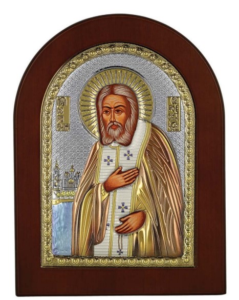 Сребърна цветна икона Св. Серафим Саровски, MA/E1124BX-C, 15×21см | HappyMarket.bg Сребърна цветна икона Св. Серафим Саровски, MA/E1124BX-C, 15×21см | Икони