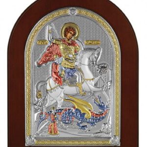 Сребърна цветна икона Свети Георги, MA/E1530DX-C, 10×14см  |  Икони
