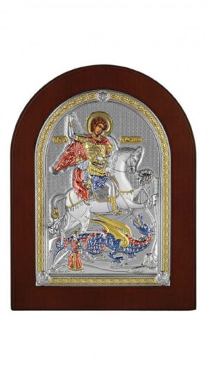 Сребърна цветна икона Свети Георги, MA/E1530EX-C, 7,5x9,5см - Image 1