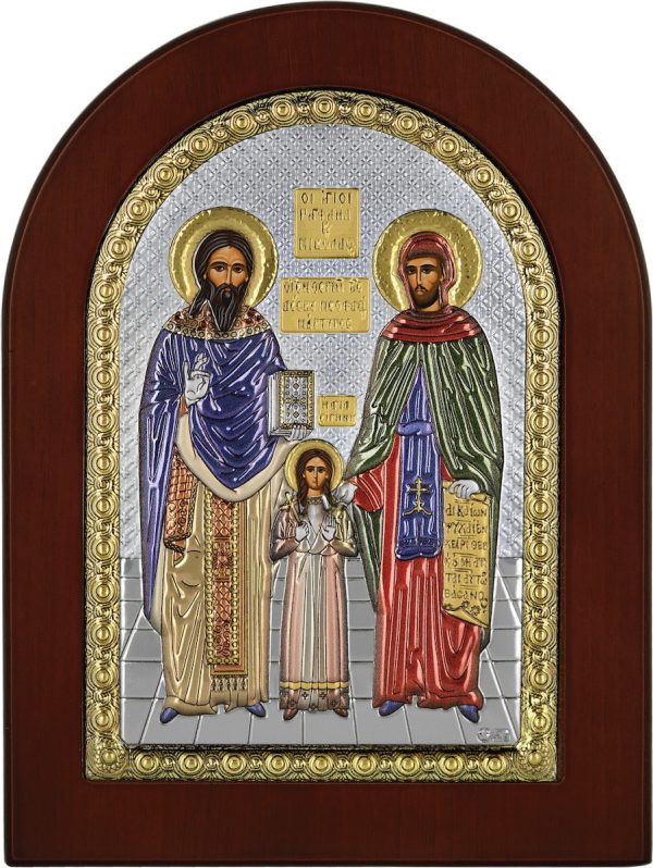 Сребърна цветна икона Свети новомъченици Рафаил, Николай и Ирина, MA/E1144DX-C, 10×14см | HappyMarket.bg Сребърна цветна икона Свети новомъченици Рафаил, Николай и Ирина, MA/E1144DX-C, 10×14см | Икони