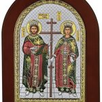 Сребърна цветна икона на Свети Спиридон, MA/E1111DX-C 10×14см  |  Икони