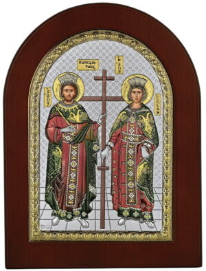 Сребърна цветна икона Св. Константин и Елена, MA/E1146BX-C, 15×21см  |  Икони
